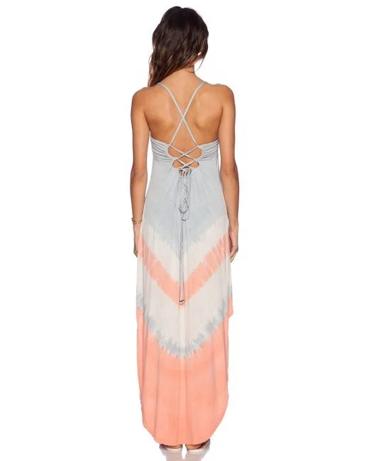 Miami Designer Summer Collection 2019 Beach Wear Rayon Tie & Dye Maxi Dress
