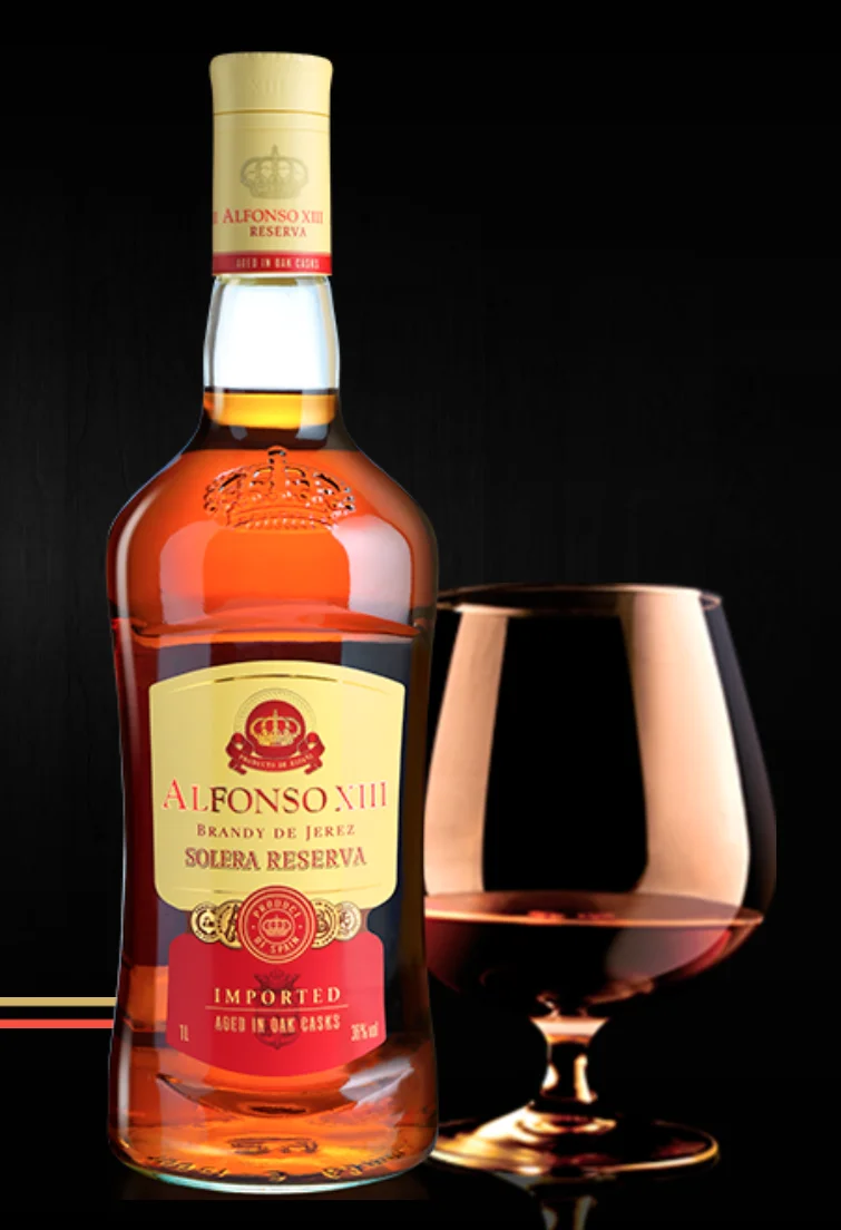 Infused Balanced Flavor Fragrant Finish Aged 3 Years Distilled Wine Spirits Bottle Premium Quality 36% Alfonso XIII Brandy