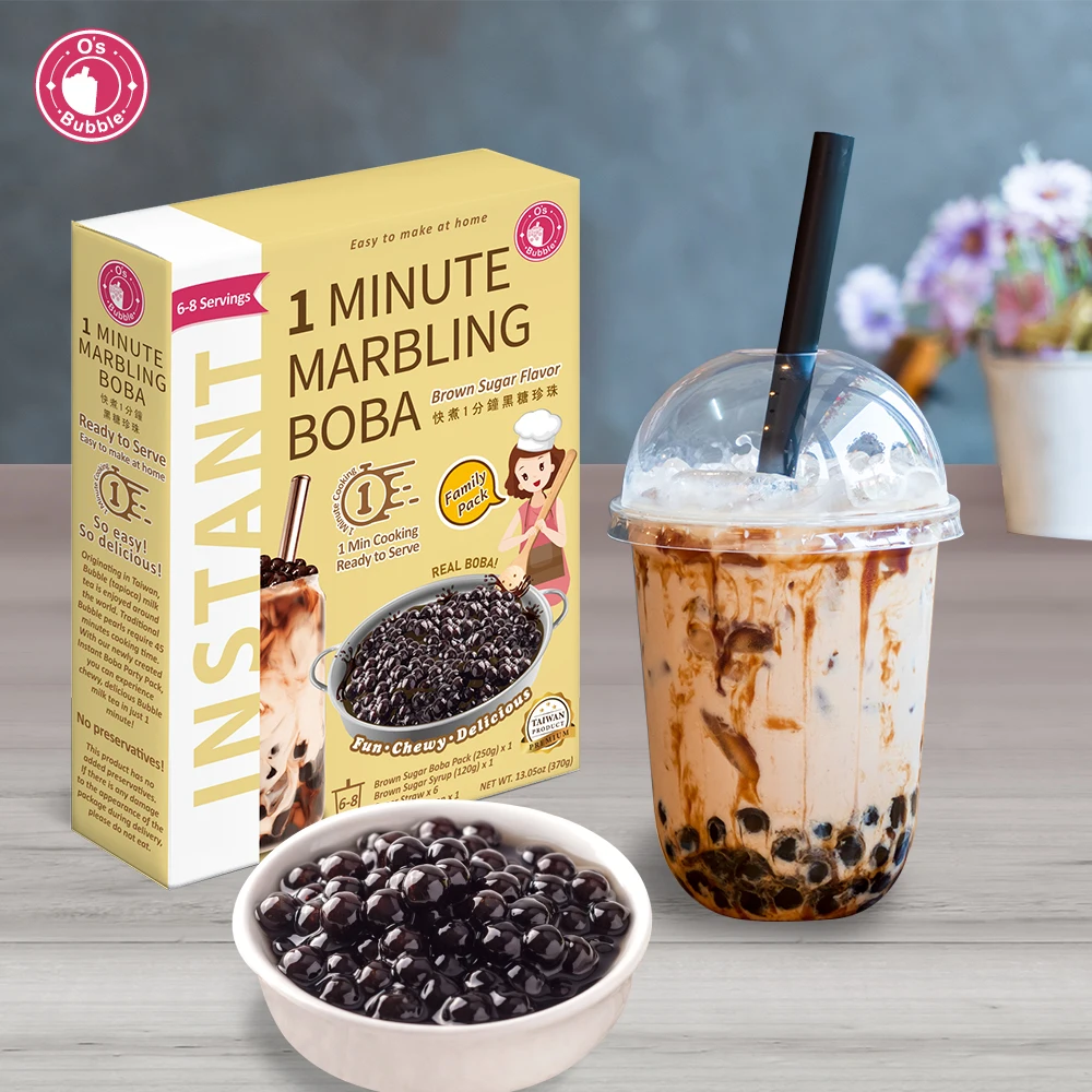 Taiwan boba pearls drink instant bubble tea kit with marbling syrup
