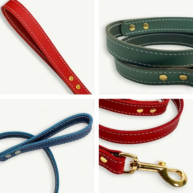 High Quality Multifunctional Rope Genuine Leather Dog Collar and Leash Set for Luxury Pet
