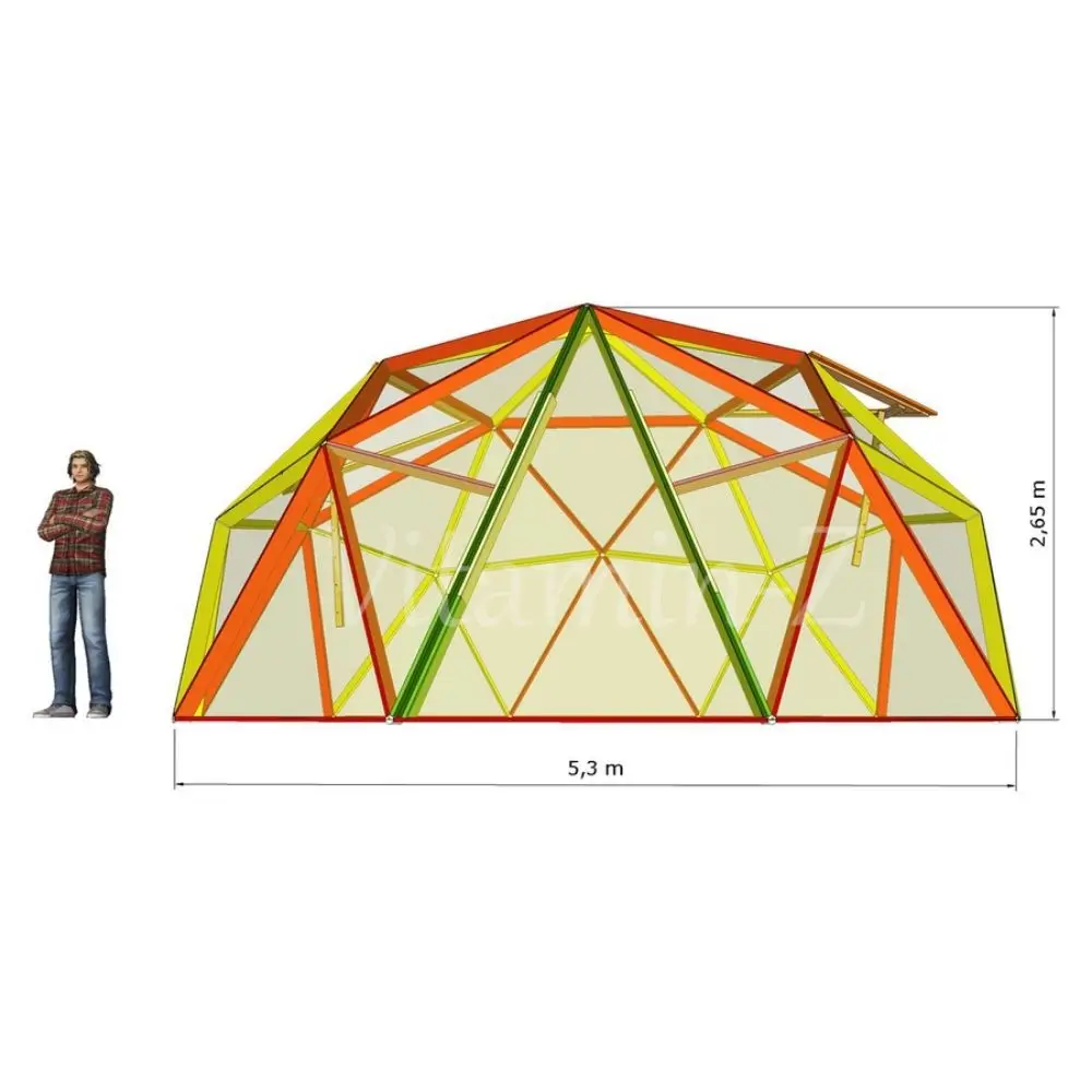 Geocool agricultural garden greenhouse D5 for sale, Diameter 5 m, Unique Dome Shape, High Efficiency, Service Life 35 years