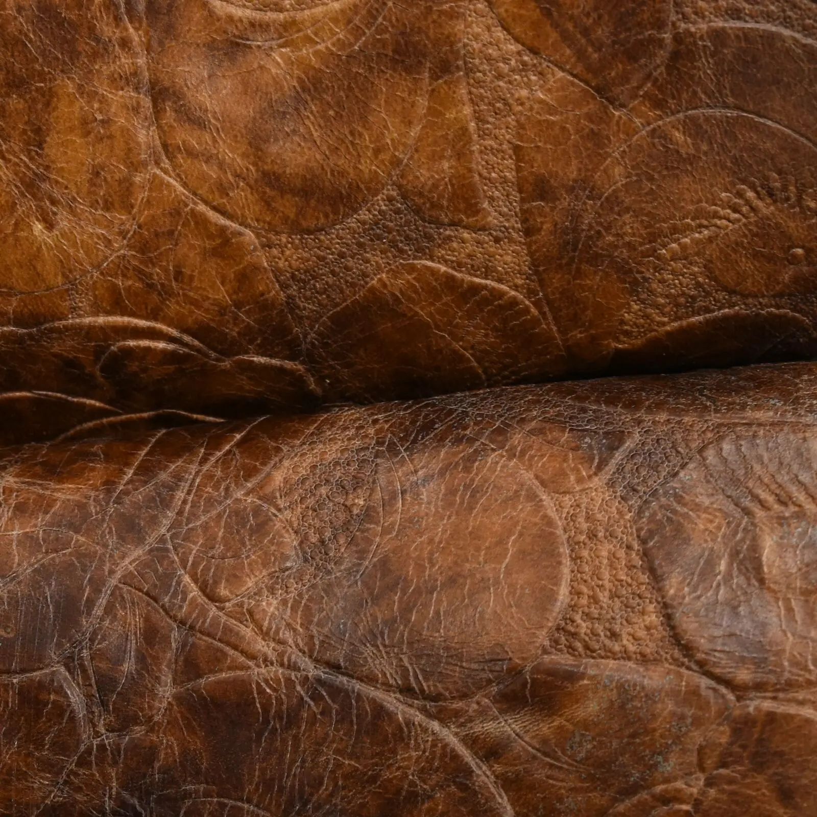 
Wholesale Western Floral Marbled Brown Leather Cow Hide Leather 