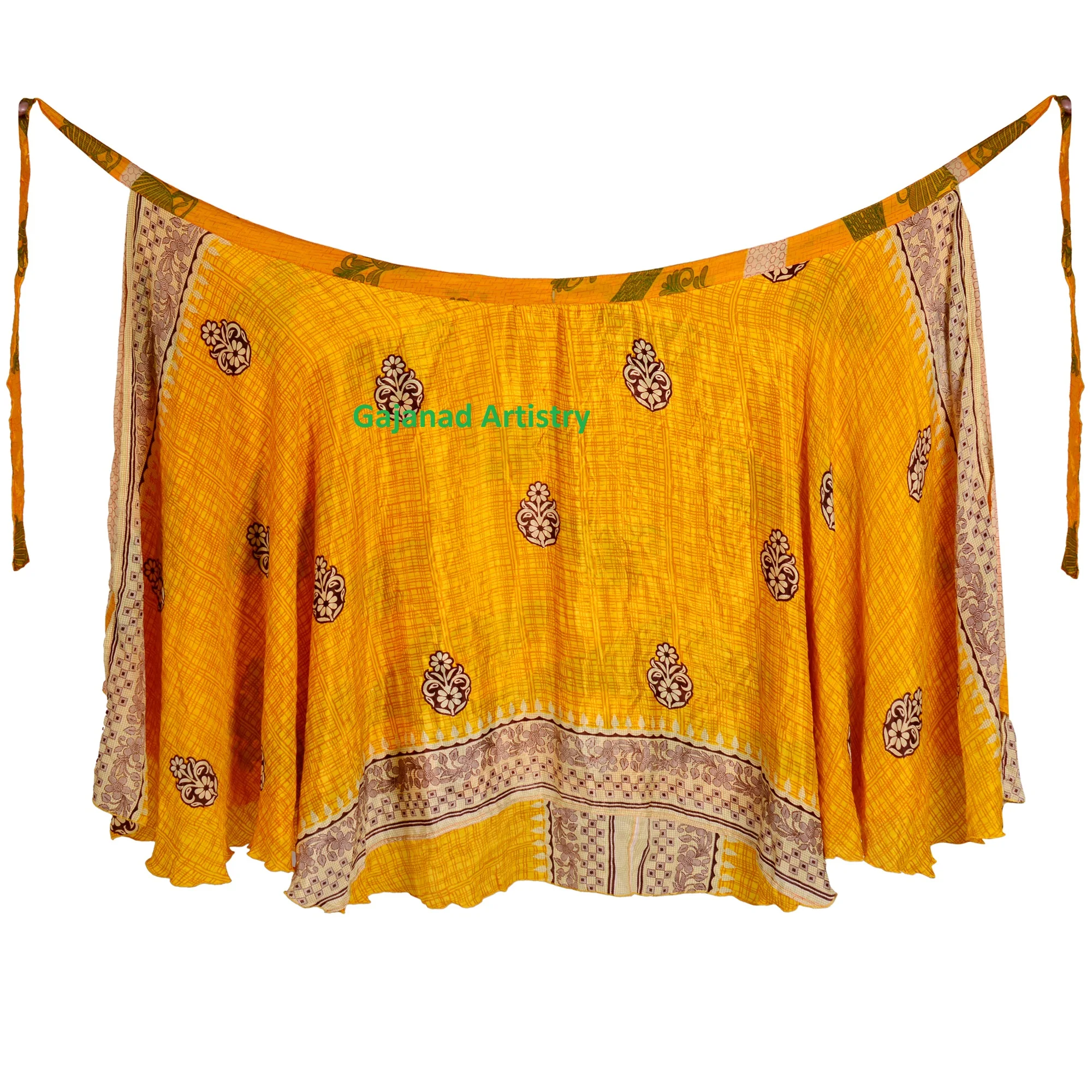 Индийские шелковые длинные юбки в стиле бохо длинная юбка хиппи двухслойная Волшебная Двусторонняя винтажная шелковая юбка-сари с запахом