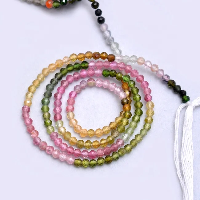 2mm Genuine High Quality Watermelon Multi Tourmaline Gemstone Beads For Jewelry Making