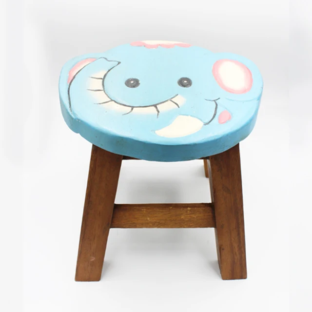 High Quality Children Wooden Carved Stool  Chair - B215 226 Wood Animal Carved Stool Elephant Product of Thailand