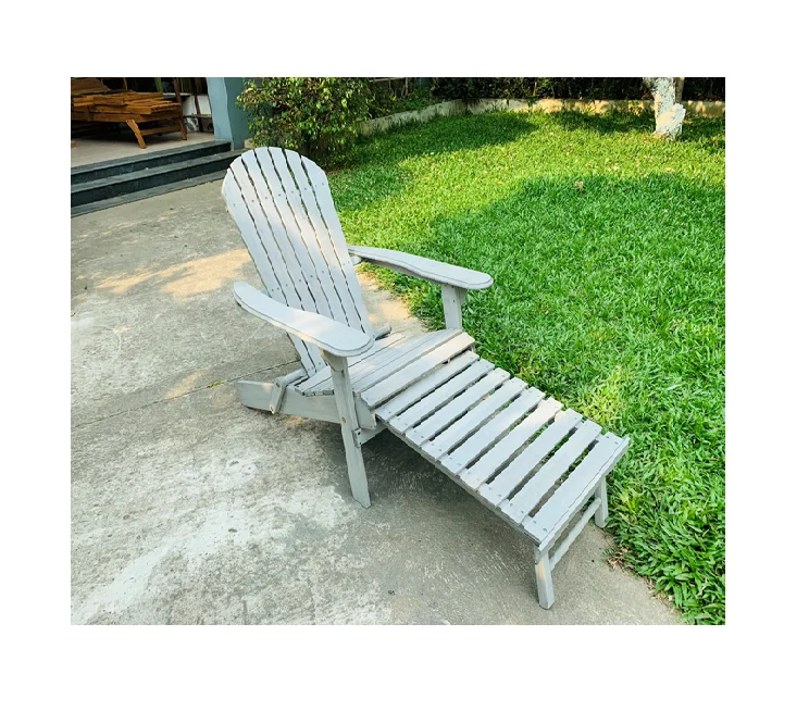 Folding Adirondack Chair With Footrest 72x91/147.5x87.5 CM-Natural Oil Finish Acacia Wood For Beach, Courtyard Villa