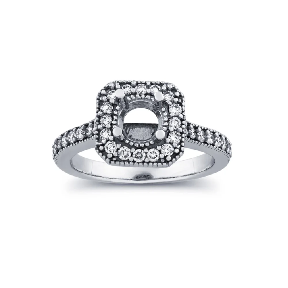 
Sheetal Impex 0.80 Tcw SI Clarity FG Color Round Shape Real Natural Diamonds Studded 18 Kt White Gold Semi Mount Ring 