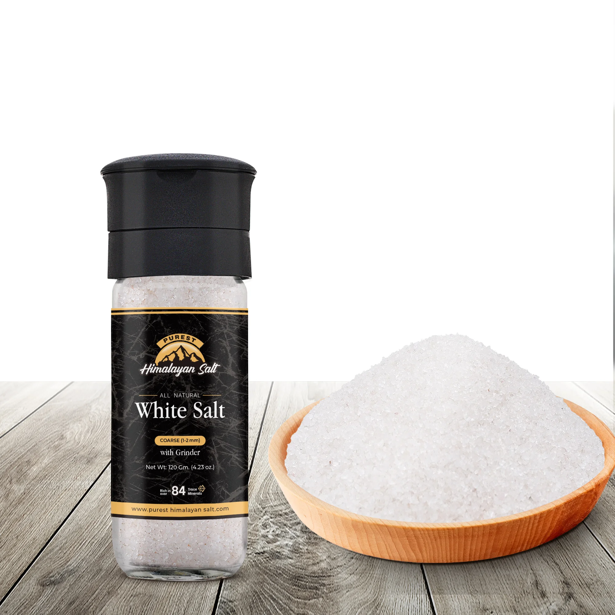  ADIBLE Регулируемый Керамический Резак для соли стеклянная мельница 200 г (7 05 унции) с чистой гималайской белой солью грубой 1-2 мм