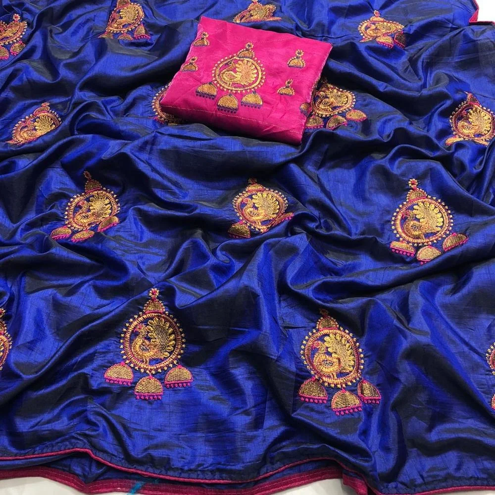 Beautiful Sana silk saree with embroidered work