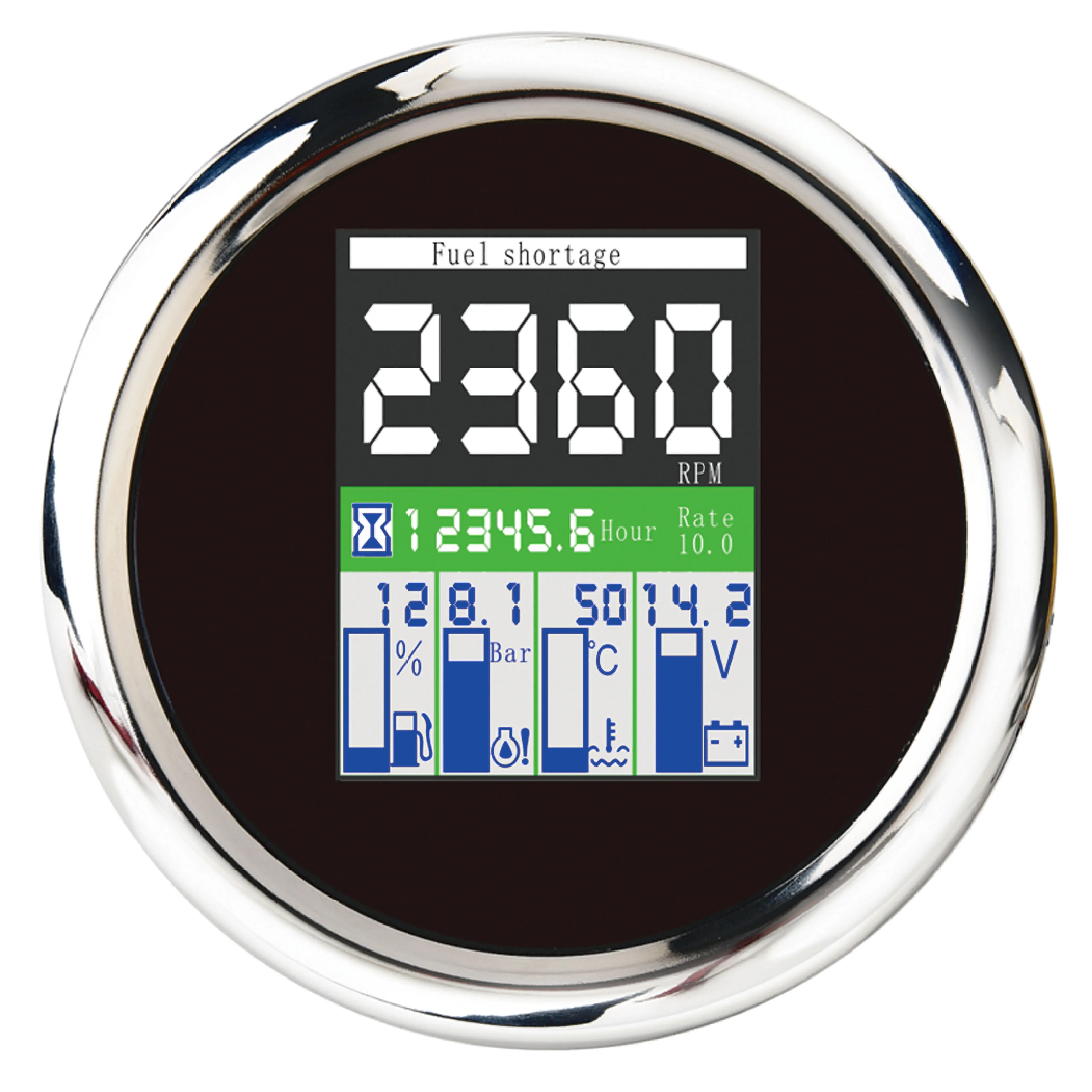 NMEA 2000 85mm digital black face LCD display multifunction voltage oil pressure gauge bar boost gauge engine tachometer gauge