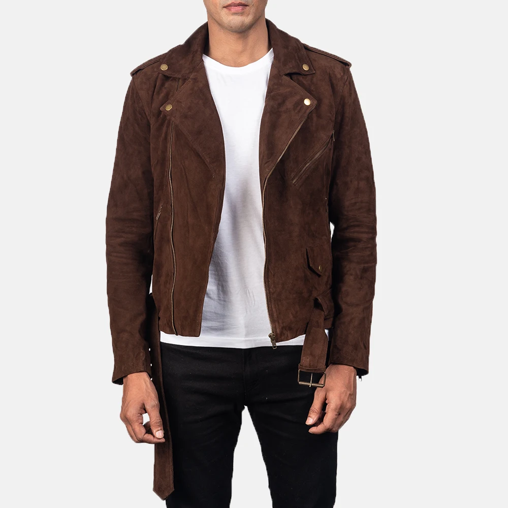 
Mocha Suede Men Custom Biker Jacket 