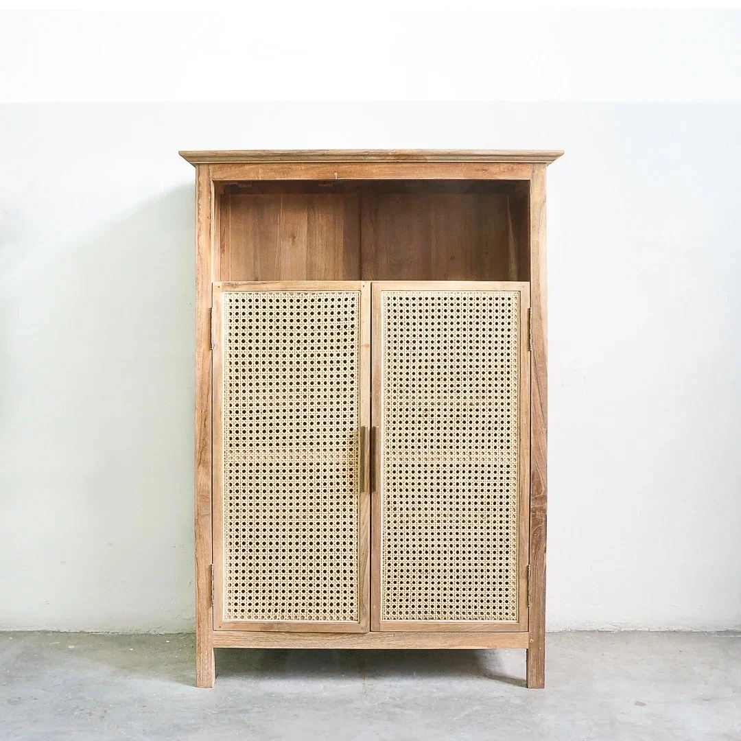 
High quality natural rattan and wood cabinet kitchen storage made in Vietnam  (1600183739050)