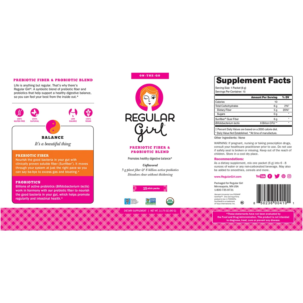 Стартовый набор для девочек, пребиотические растворимые волокна Sunfiber и пробиотики bifidoбактерия лактис, органический порошок