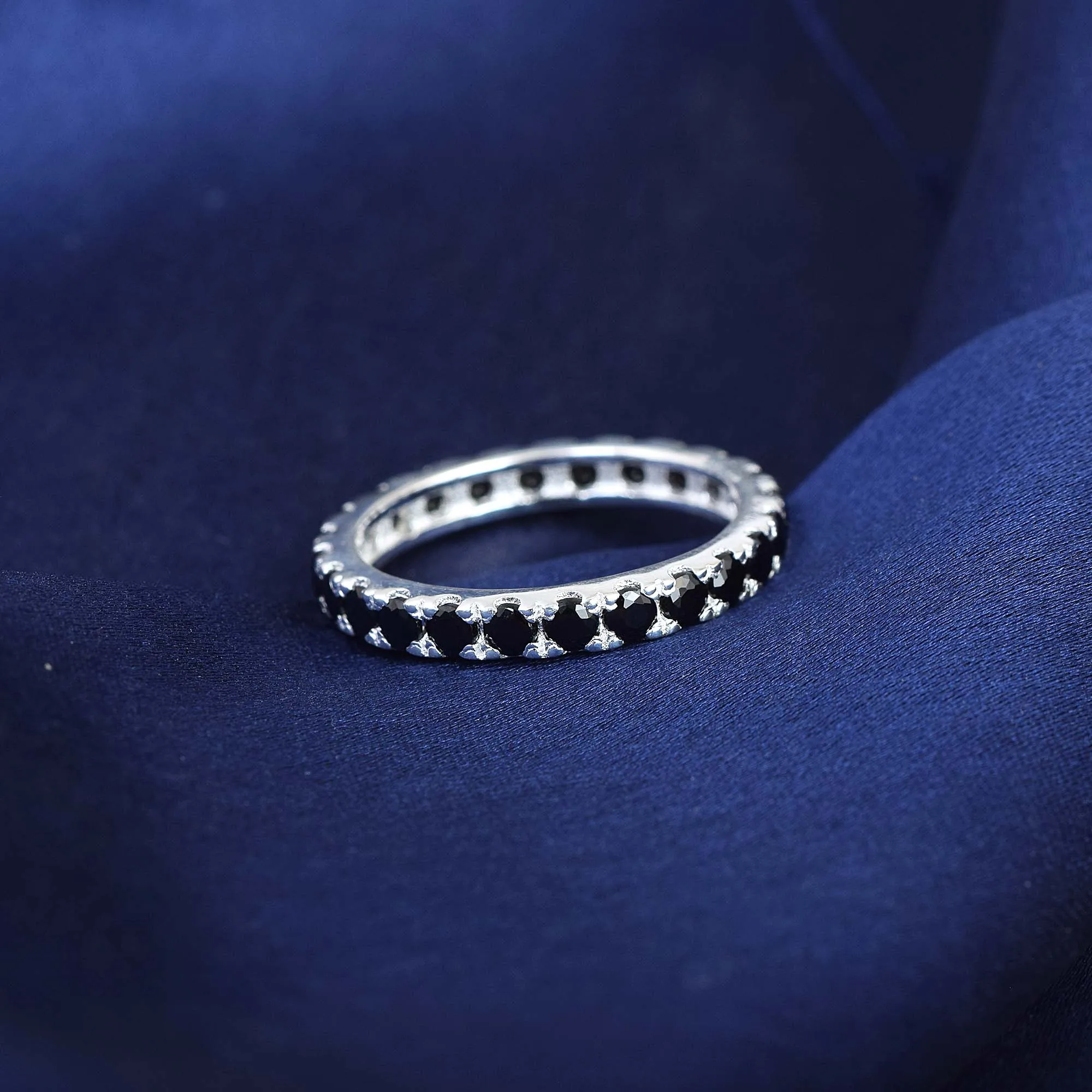 Customized Minimalist Jewelry Gemstone Full Eternity Band Marriage Rings Onyx Ring Set Black Stone Jewelry Wedding for Ladies