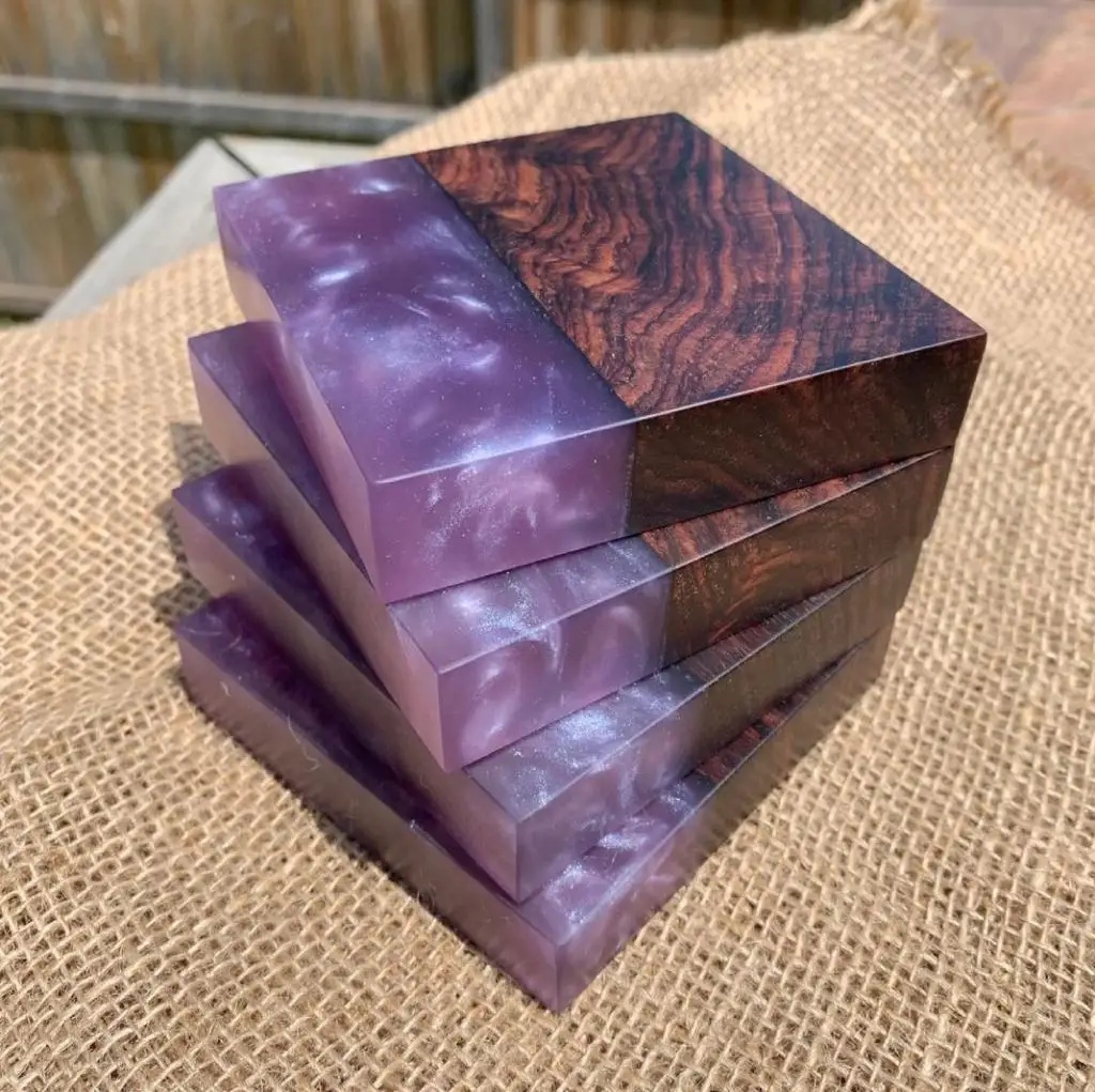 2024 Best Selling Resin And Wood Tea Coaster 4 Piece Set Decorative Tea Coaster Vintage Style Table Mats and Pads Drinks Coaster