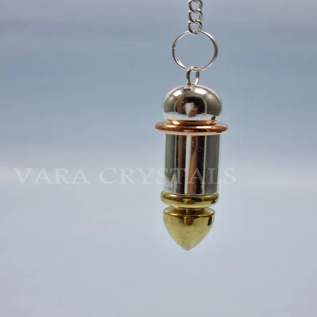 WHOLESALE COPPER COIL METAL PENDULUM KARNAK CONE CHAMBER EGYPTIAN-SPRING CAGE HOLLOW POINTED SHAPE SEVEN CHAKRA PENTAGRAM