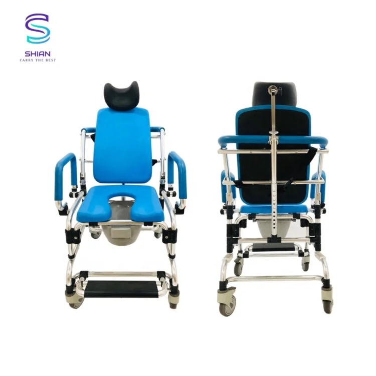High back shower commode wheel chair with toilet