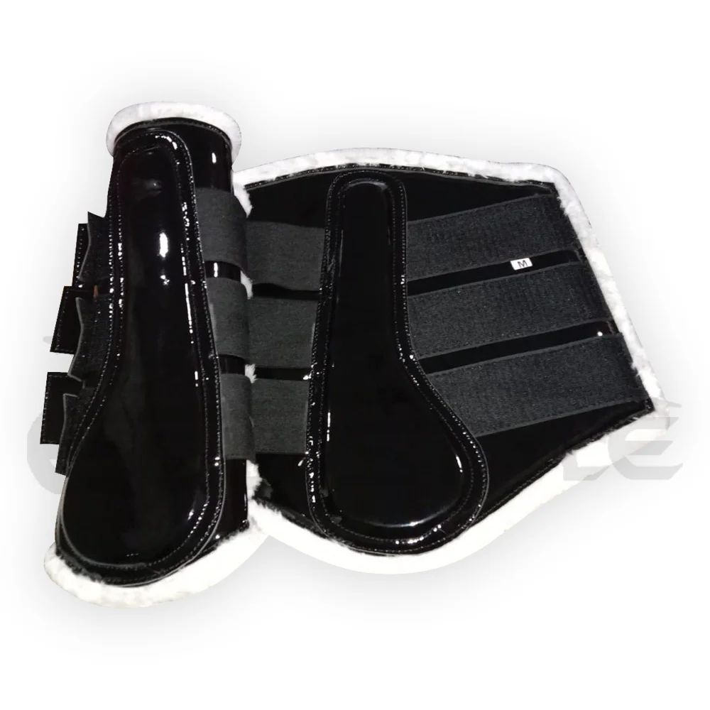 Однотонные черные ботинки для лошадей кожаные белые мягкие флисовые меховые спортивные премиум-качества конного спорта