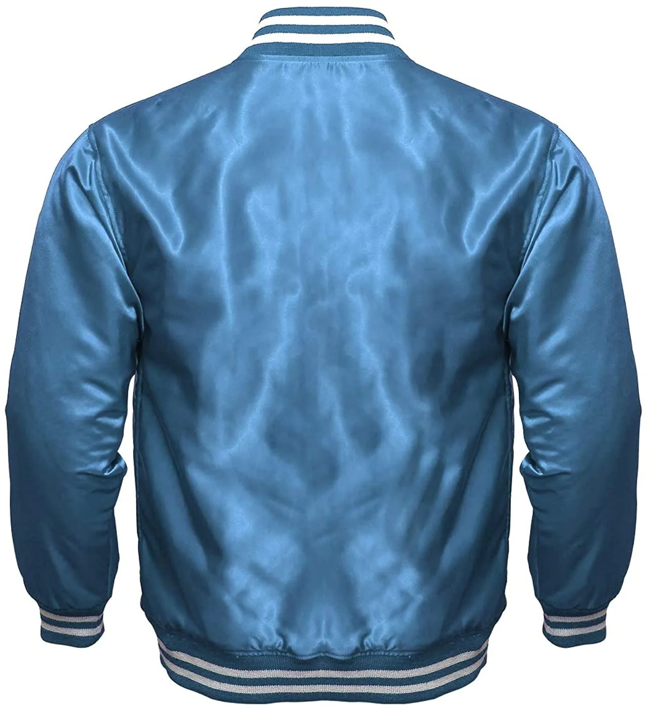 Latest fashion custom spring jacket solid color zip fastening men baseball collar satin bomber jacket 100% Customized
