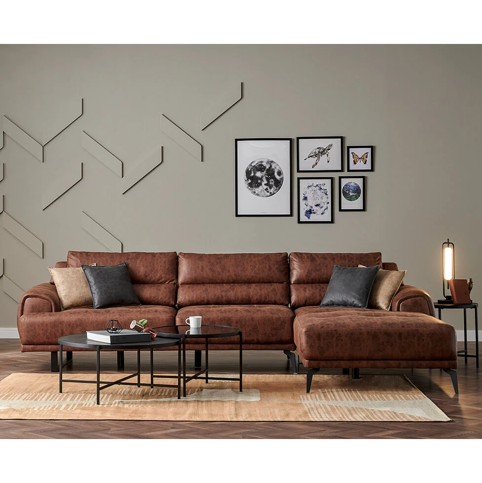 Packing Room Armchairs Wholesale Corner set couch wooden Sofa Living Furniture Velvet Seat Set Style Fabric (ider Palermo)