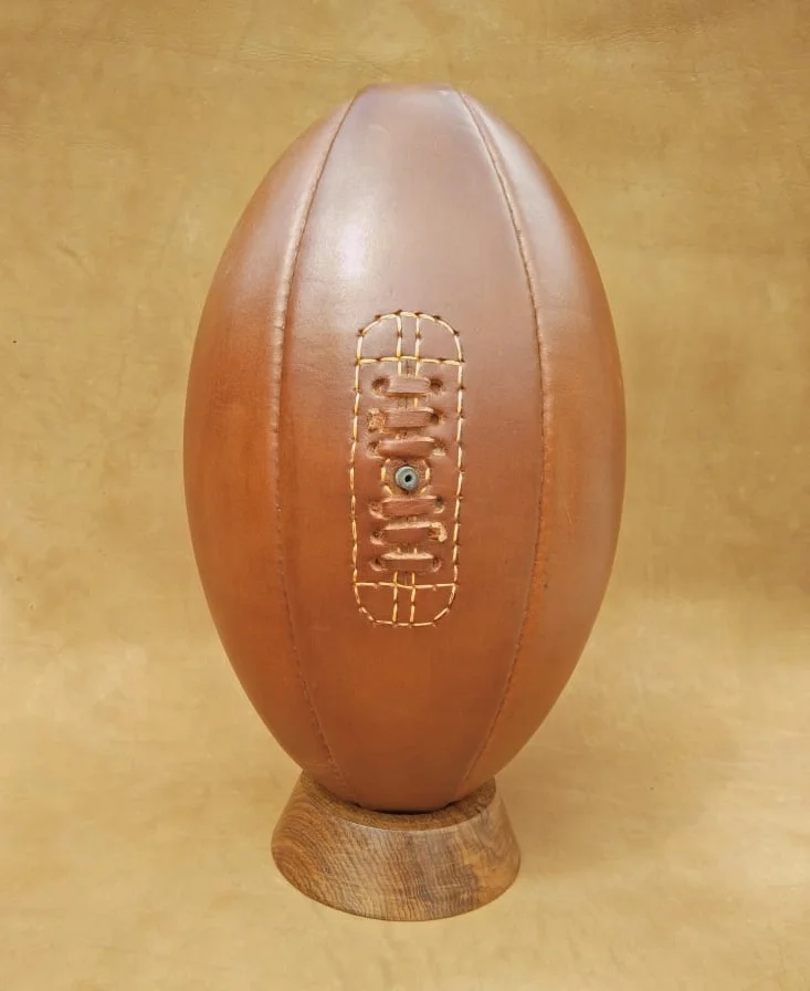 6 panels | Rugby Ball | 100% Cow Leather | Vintage Retro Antique | Size 5 | Tan & Dark Brown | Free Customization & Sample