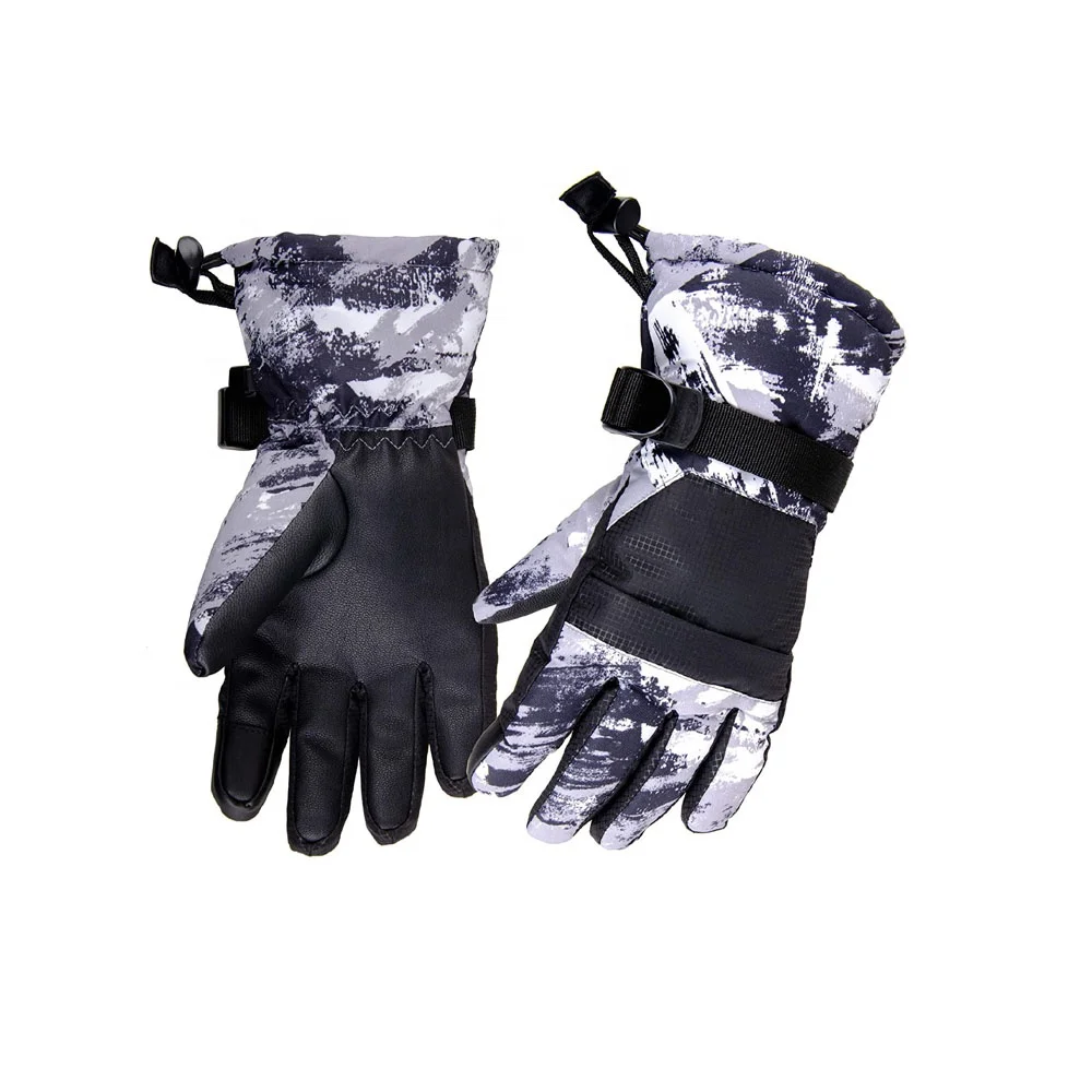 OEM ODM Custom Factory Made Sublimation Printed  Windproof Ski Gloves/Leather Snowboarding Snow Mittens For Men Women