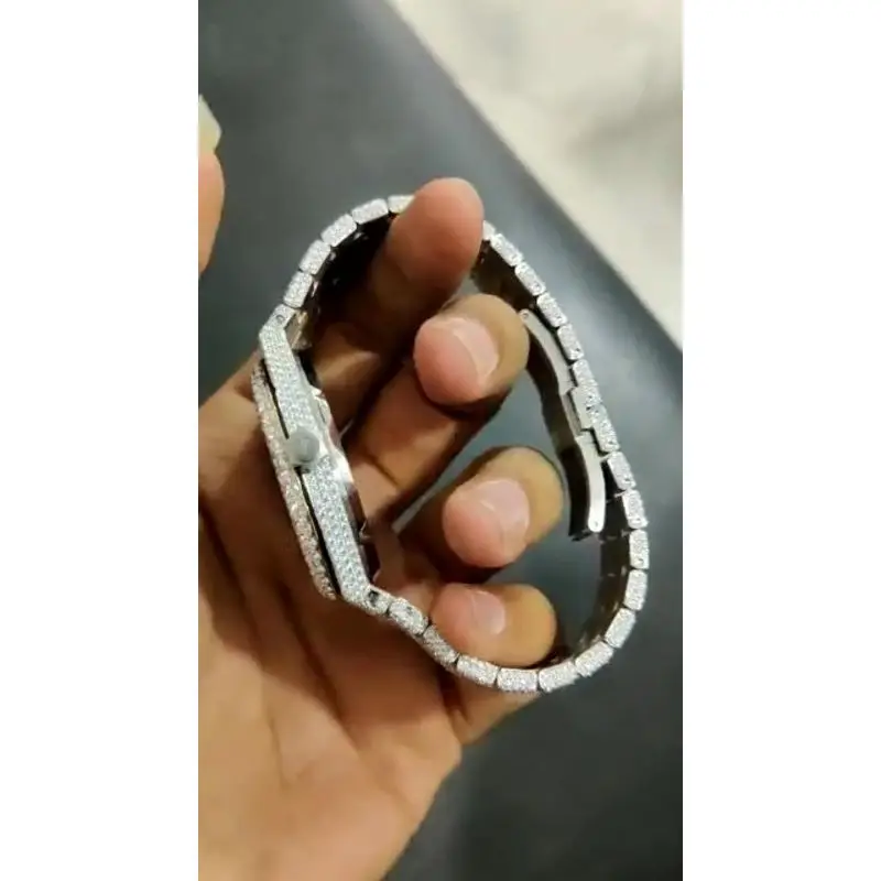 Часы мужские водонепроницаемые браслеты из нержавеющей стали чистого бриллианта роскошные