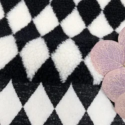 Lamb wool diamond check jacquard warm jacket soft polyester plush teddy sherpa fabric