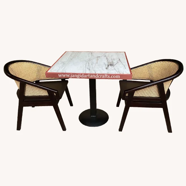 Industrial Marble Dining Table Top Iron Base Hotel Cafe Table Cane Rattan Chair Set Custom Restaurant Dining Room Furniture