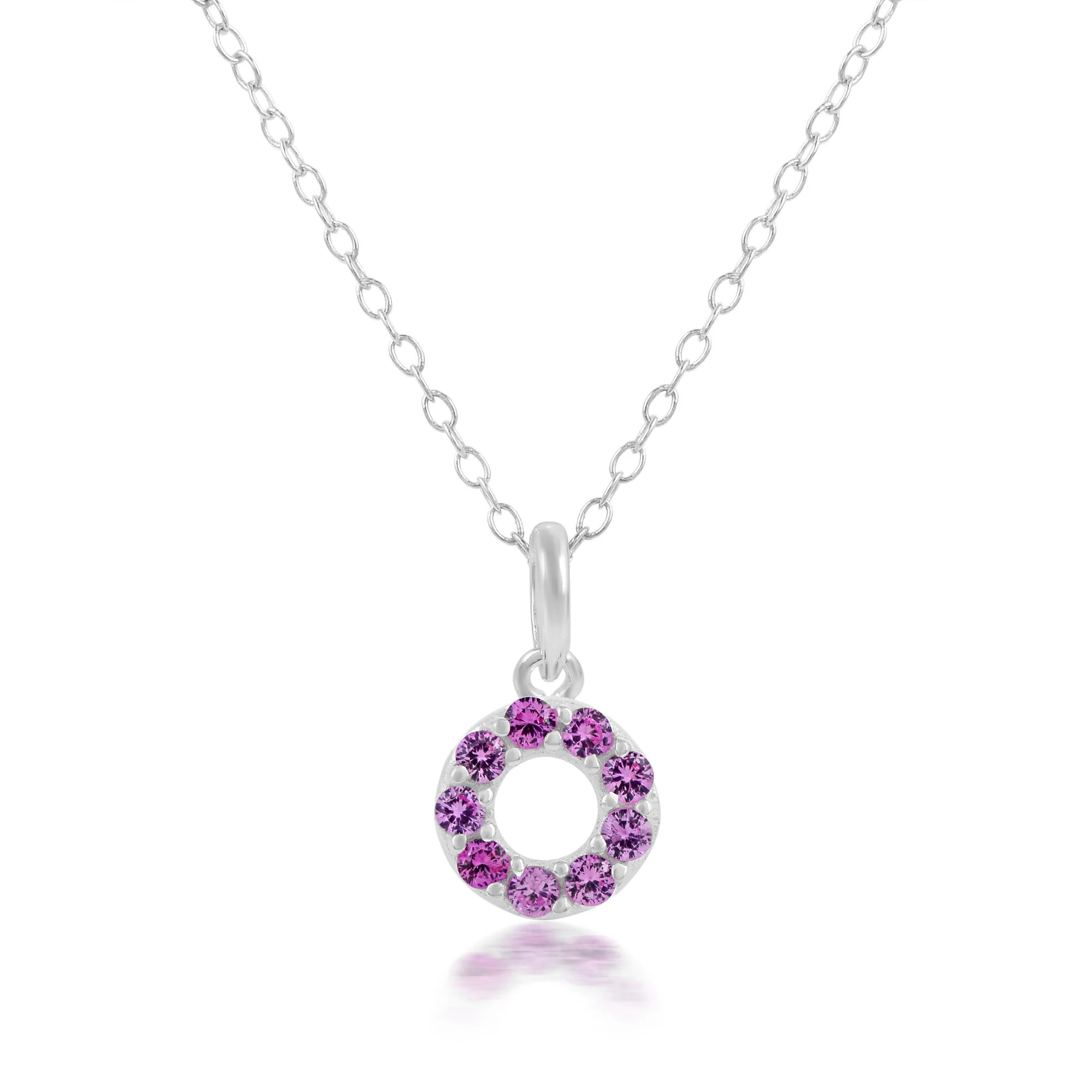 Best Selling Pink Sapphire Gemstone Pendant S925 Sterling Silver Minimalist Round Charm Dainty Jewelry Best Wholesaler Supplier