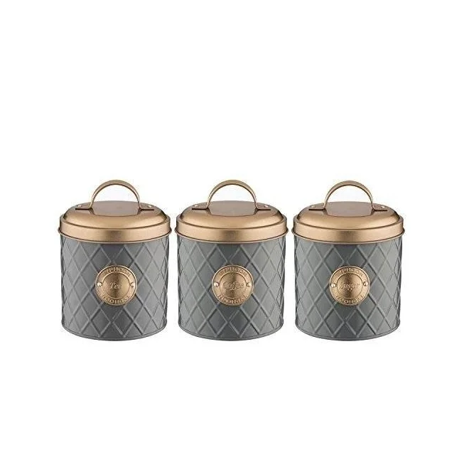 Antique Finished Set Of 3 Copper Sugar Canisters For Tea /Coffee And Sugar  Kitchen Utensils Jar Utensils Canister Best Price