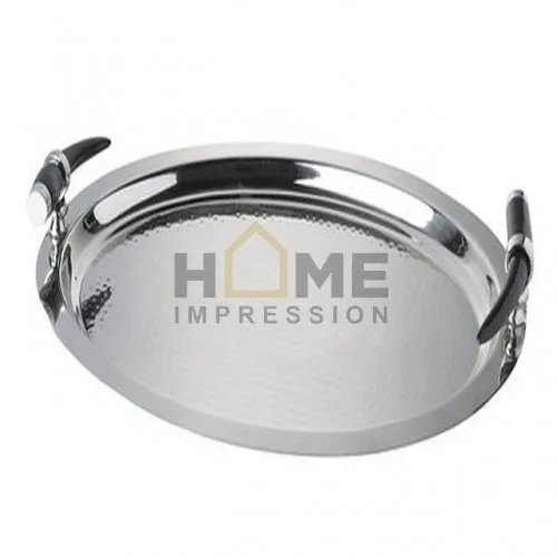 New Classic Tableware Tea And Coffee Serving Bowl Original Deer Horn Handle With Metal Round Hammered Tray In Lowest Price