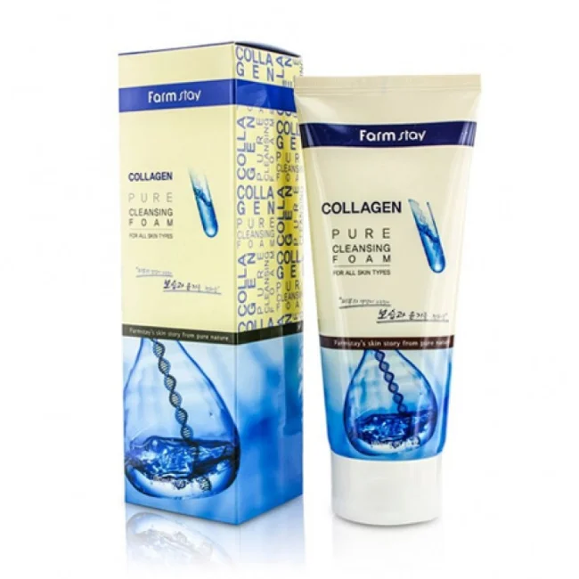 FARMSTAY COLLAGEN PURE CLEANSING FOAM  - made in Korean Cosmetic - Deep Cleansing Pore Cleaner Moisturizing Nourishing Firming