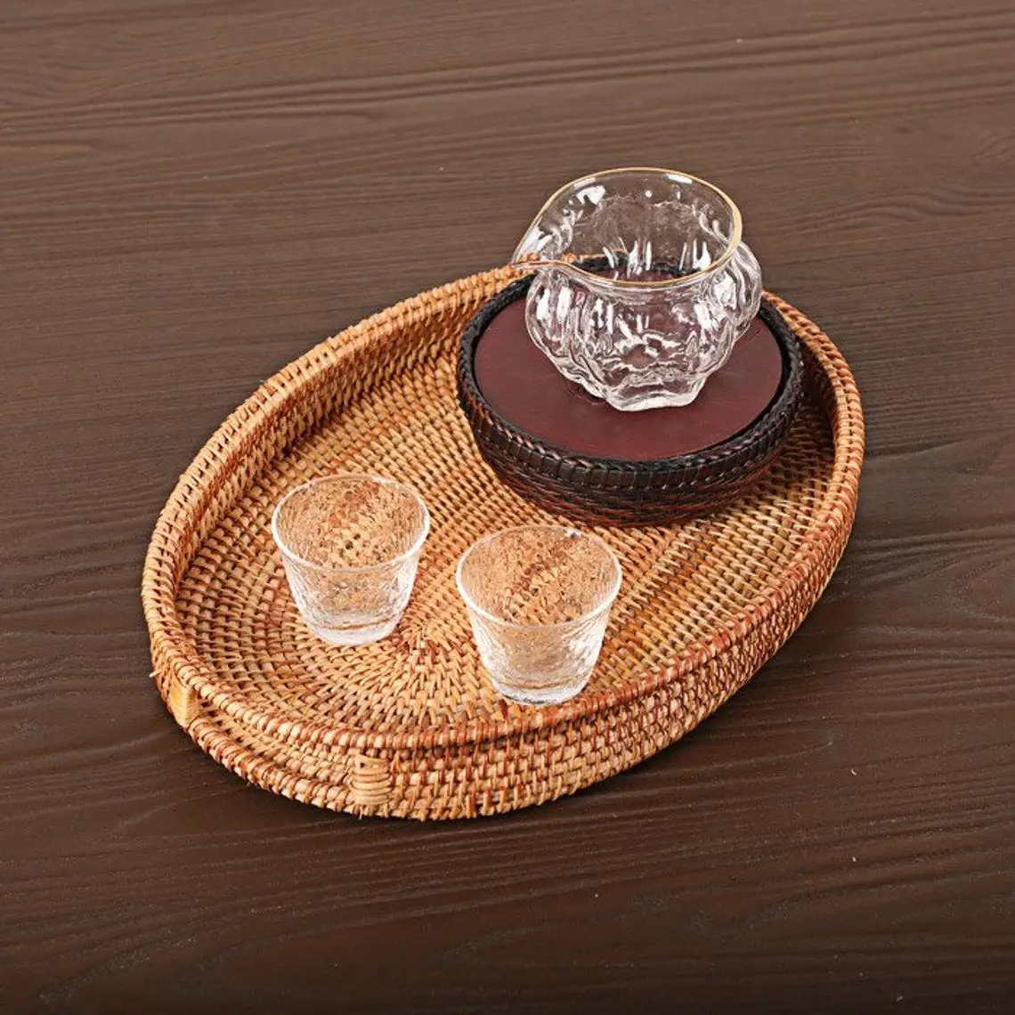 Rattan Decorative Rattan Tray Oval Shape Rattan Serving tray Kitchenware Bread Storage Baskets from Vietnam