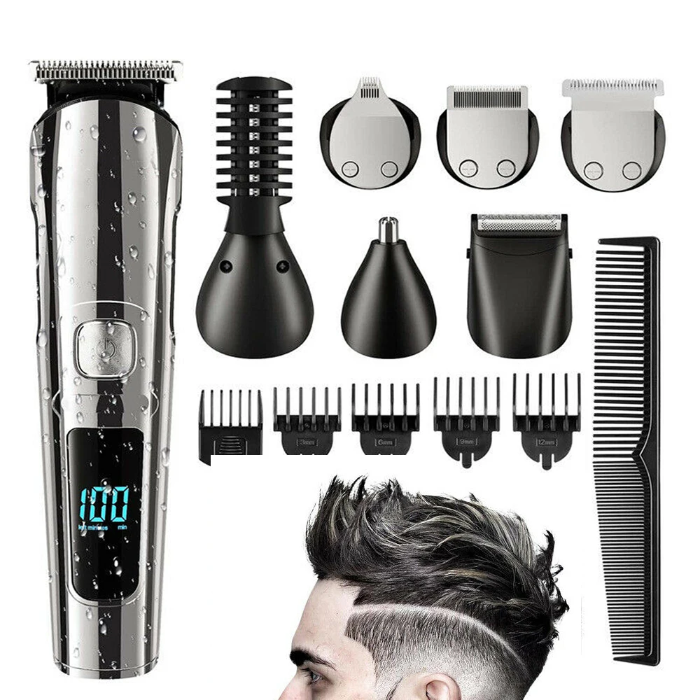Dropshipping hair trimmer LCD digital display beard USB electric