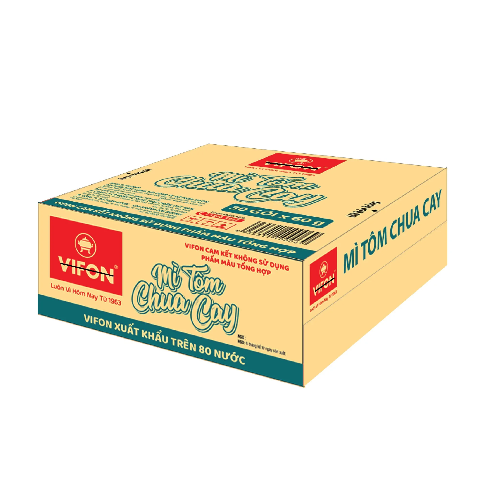 Wholesalers Hot And Sour Shrimp Flavor  Instant Noodles 60g x 30 bags  Viet Nam