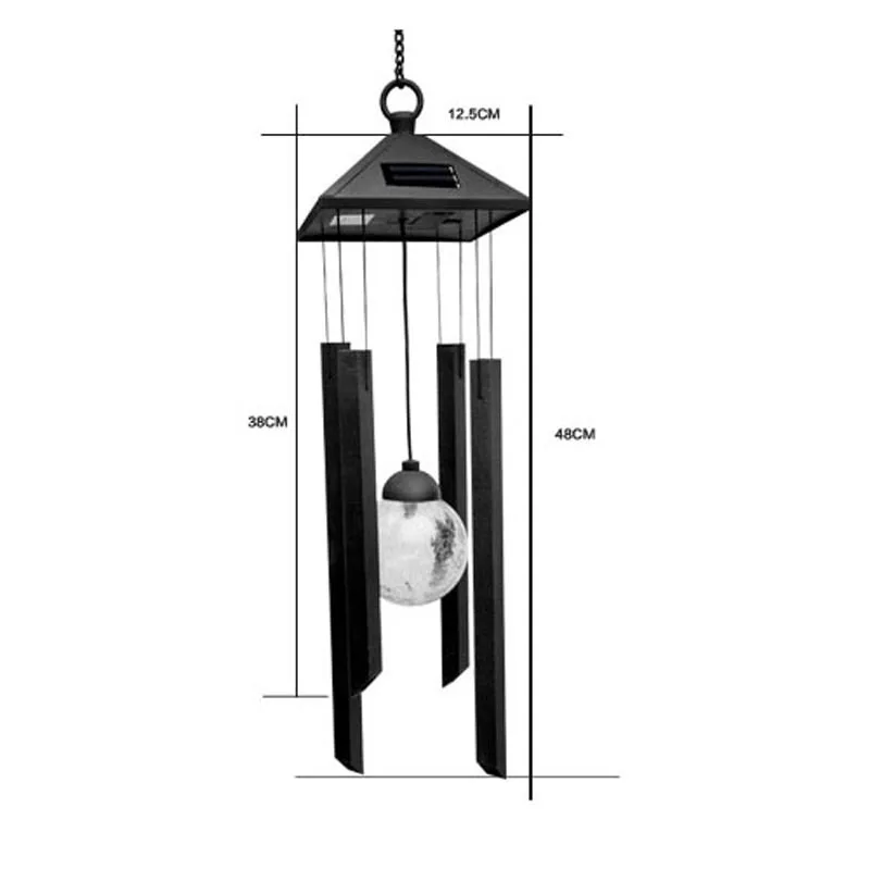 Outdoor Garden Window decoration wind chime Solar powered Changing colors wind chime with metal tube