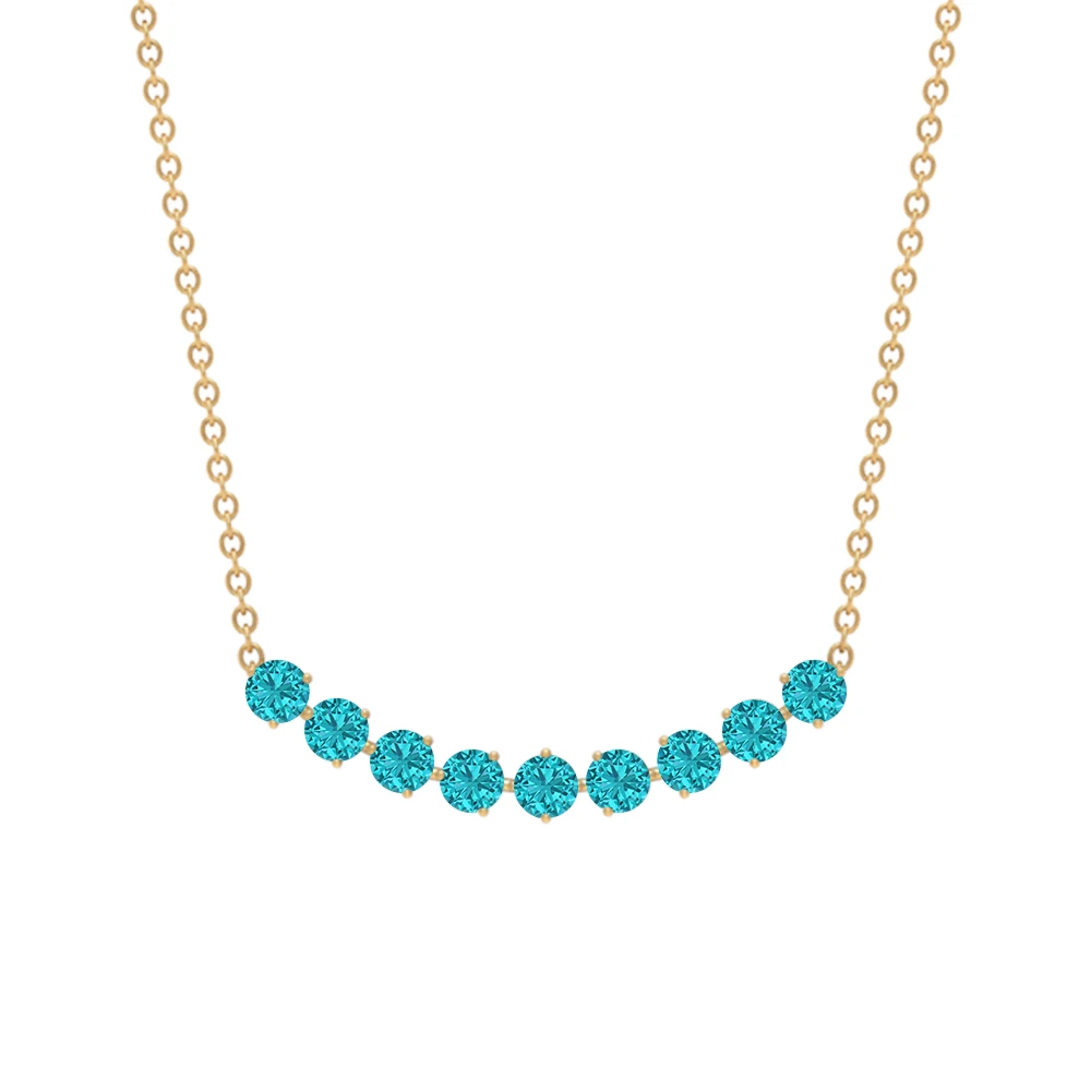  Ожерелье с изогнутым стержнем 3/4 карат зеленая подвеска круглым кулоном Paraiba для лаборатории