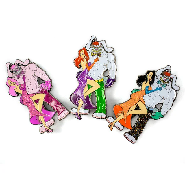 Top Factory Wholesale Custom Metal beauty and the beast badge Classic Anime Style Golden pine powder Hard Lapel Pins