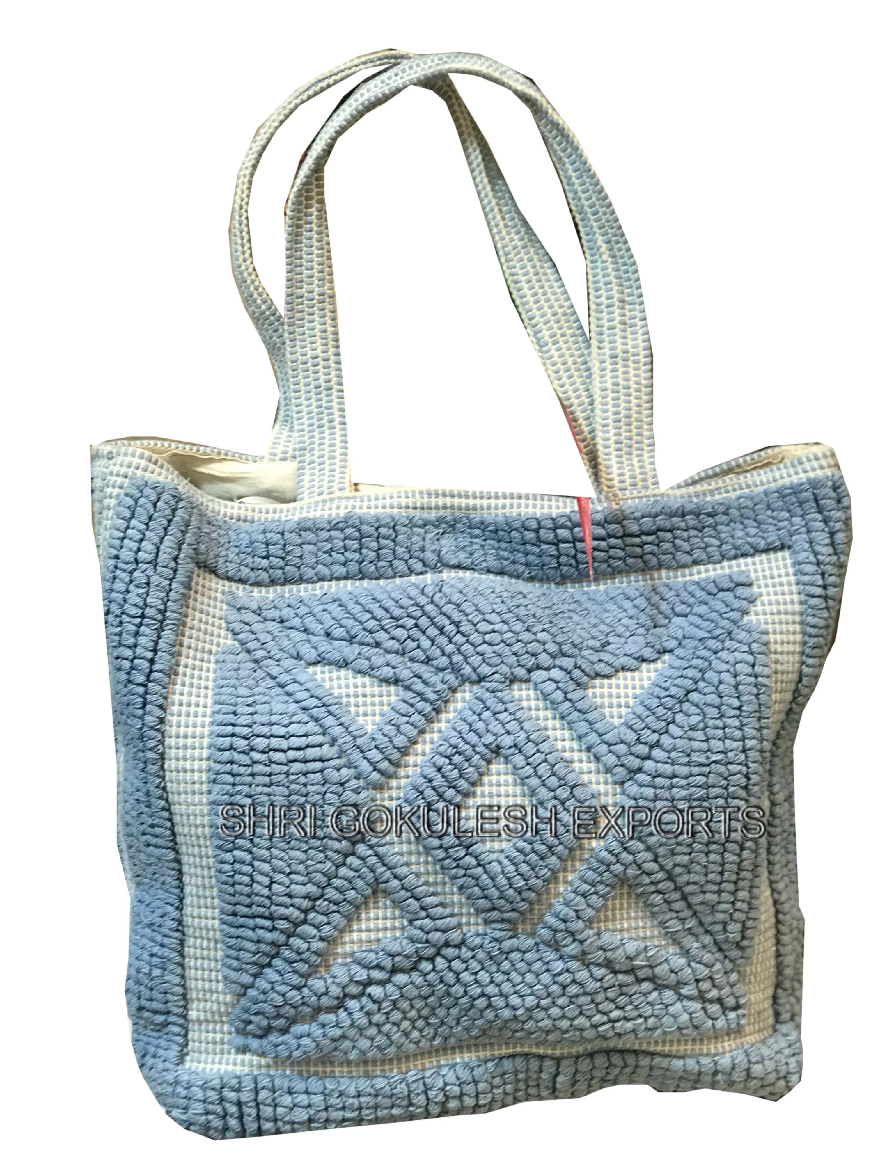 Customized Size High Quality Indian Handloom 100% Cotton Shopping Tote Bags