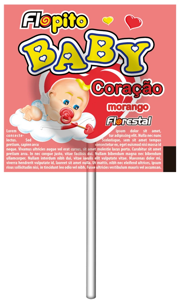 1578 - Little Red Heart Flopito Strawberry Flat Heart Lollipop 4g 34x50un