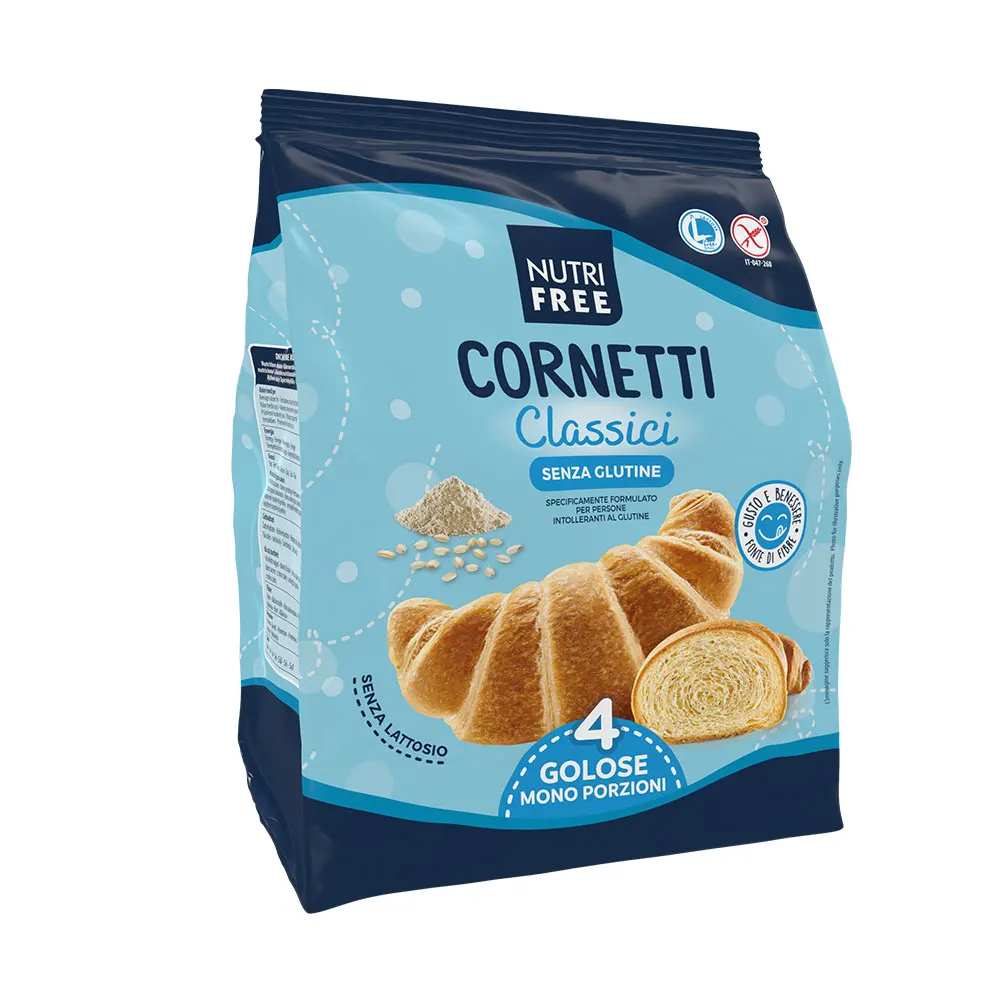 Gluten Free CLASSIC CROISSANT 200g (4x50g) Bag Packaging Italy ISO Pastry Sweet Traditional with 4 Shelf Life Italian Pastry IFS