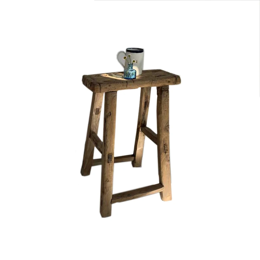  Небольшой деревянный витринный стул в деревенском стиле декоративная подставка для комнатных растений современный небольшой с отбеливанием поставки из Индии