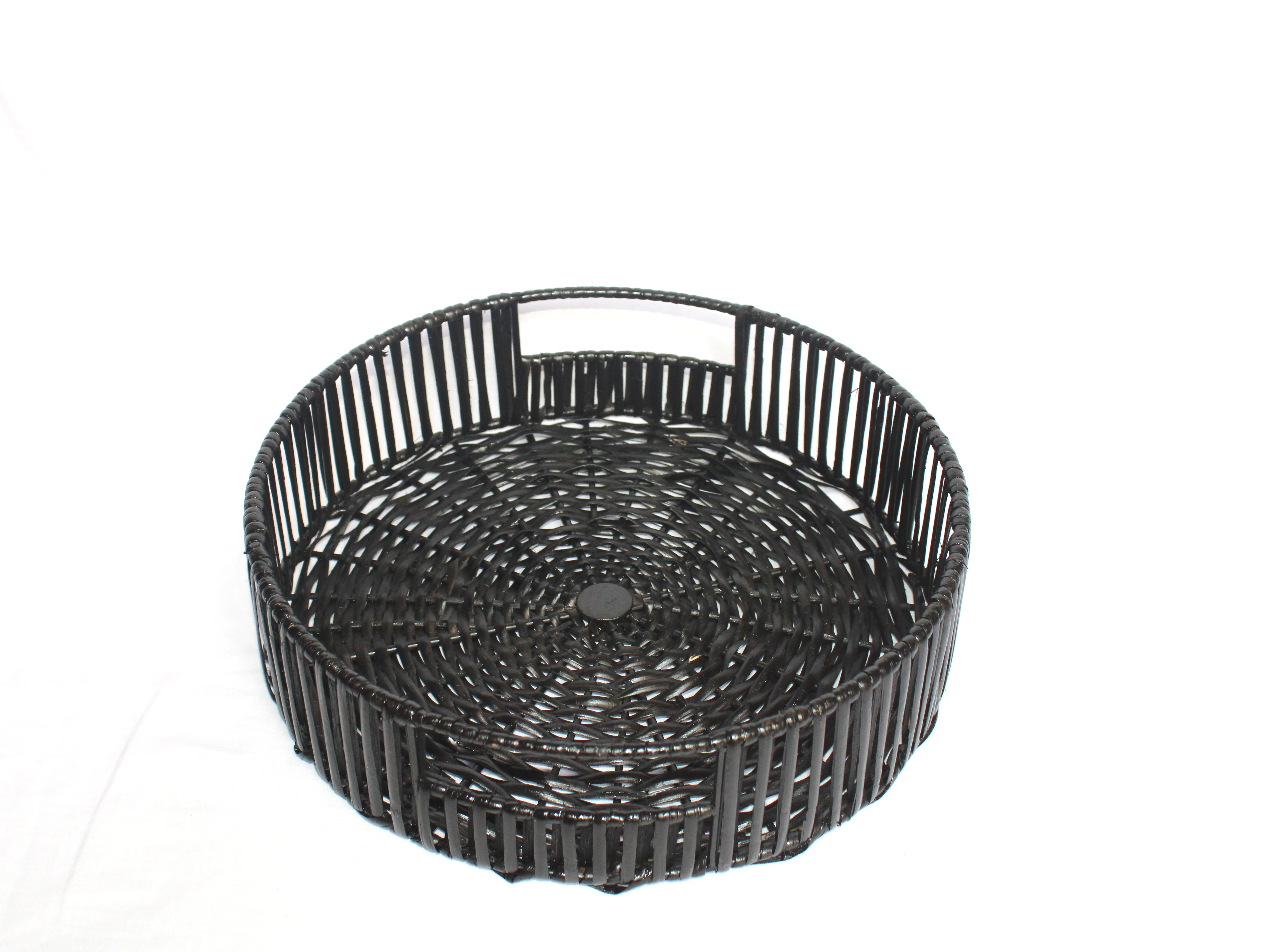  Плетеная корзина для хранения из ротанга и железа фруктов ручной работы большая круглая натурального