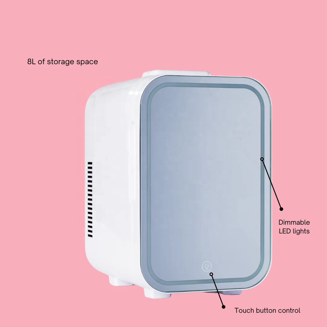 8L Beauty Fridge with Touch button and LED light small refrigerator for makeup use