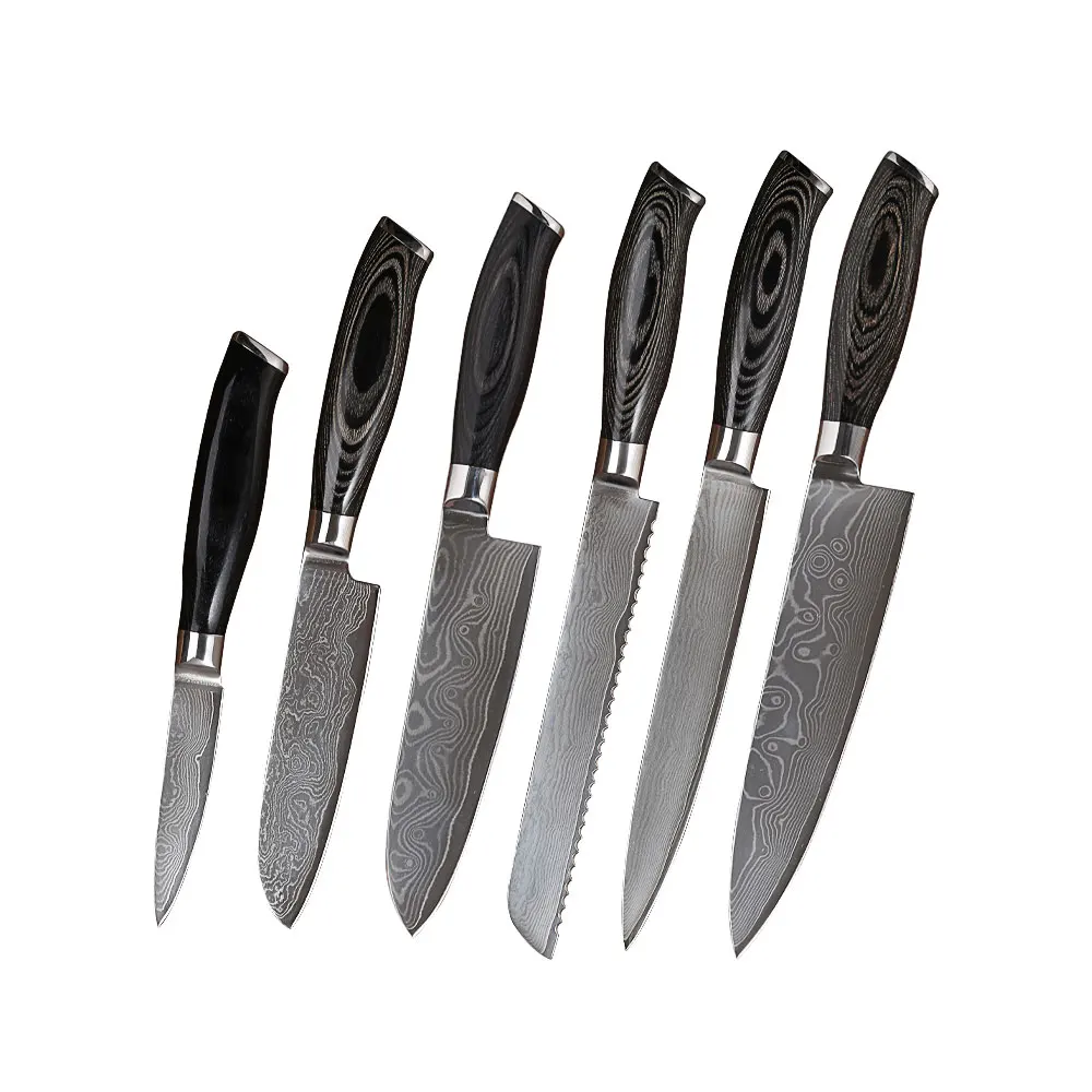 Handmade Damascus 100% Stainless Steel Custom Design Cheap Price Forged Chef Knife Set Wooden Handle Material Custom Chef Knife