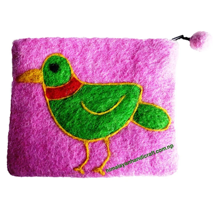 Handmade in Nepal Felt Purse/Cosmetic Purse/ATM/Credit Card Holder