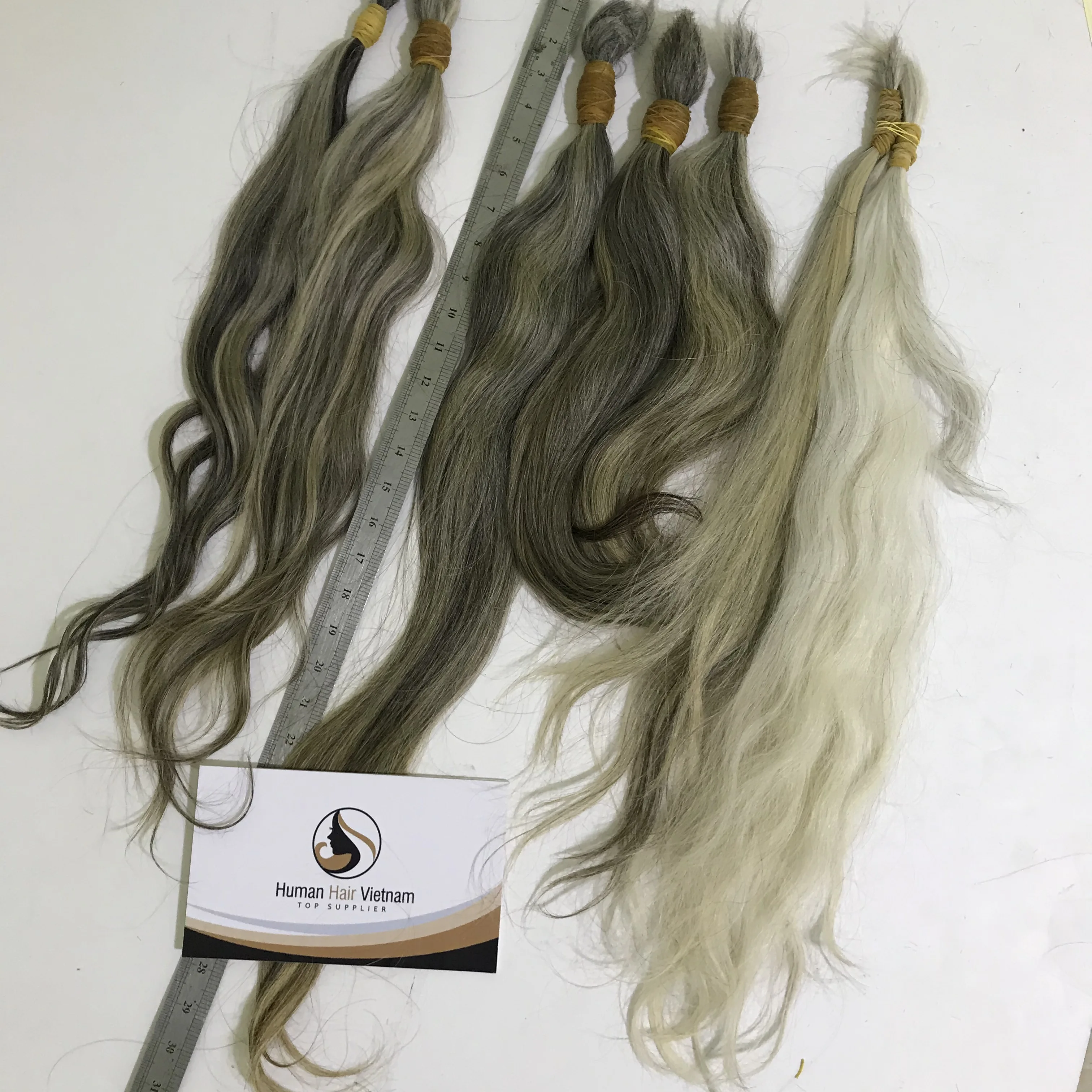 Grey hair bulk from old women, natural white grey hair bulk, unprocessed grey hair of Human Hair Vietnam