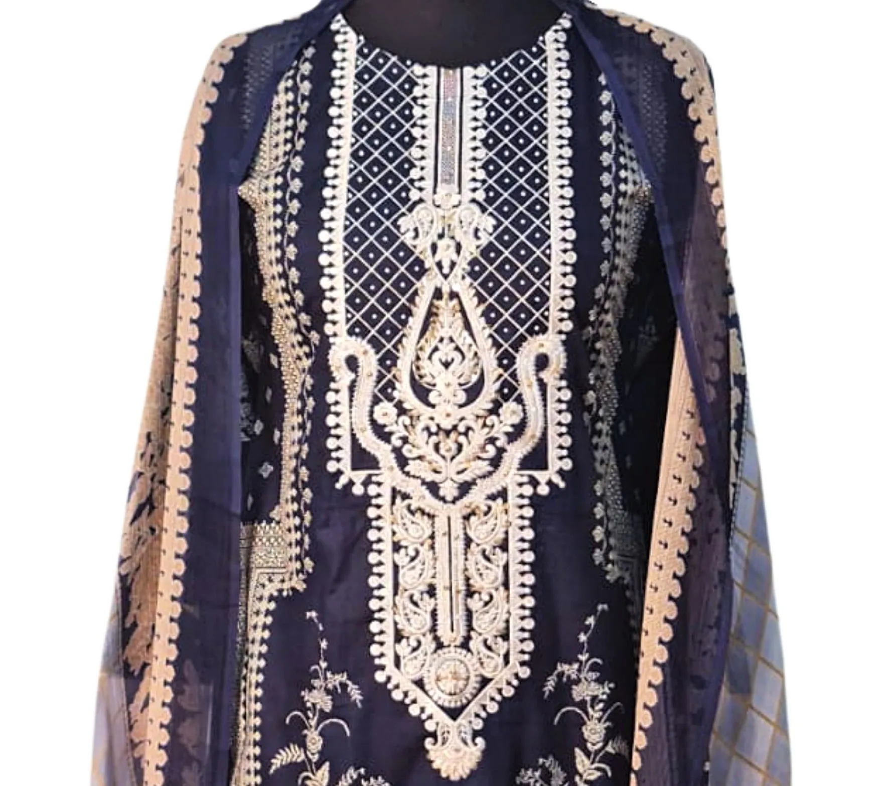 3-piece Pakistani Lawn Suits Hand Made Ladies Suit Embroidered Dresses