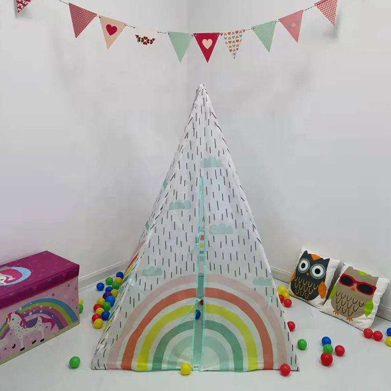 Factory Price Rainbow teepee portable Kids play teepee waterproof kids Teepee play tent A-Frame